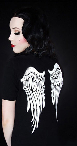 T-shirt Femme Angel Wing - Manches Longues - Noir - Taille Unique - 100% Polyester - Neuf Avec étiquettes
