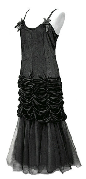 Black Velvet & Tulle Long Victorian Gothic Dress - Prom