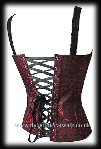 Black & Red Gothic Damask Bodice Top
