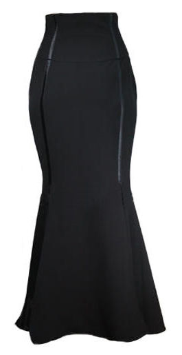 Plus Size Long Black Gothic Corset Skirt - Satin Binding