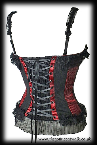 Red and Black Striped Buckled Gothic Bodice Top
