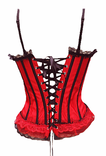 Red & Black Satin Wench Style Corset