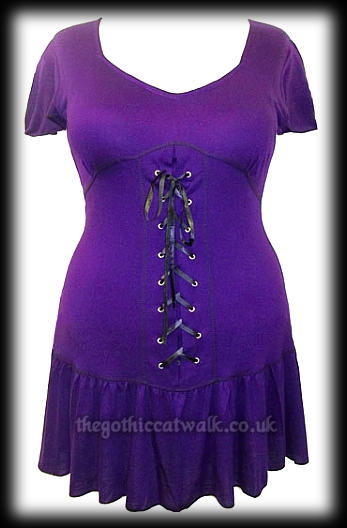 Plus Size Purple Gothic Tunic Top with Corset Lacing