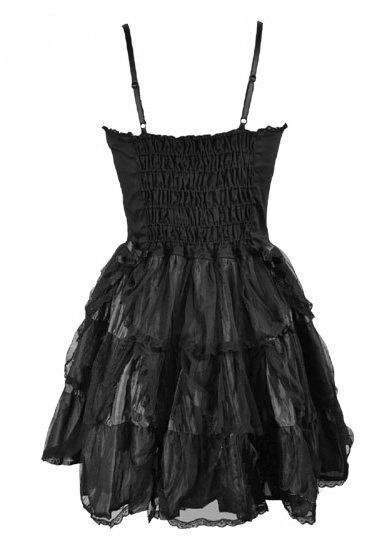 Black Silk & Net Gothic Roses Corset Dress