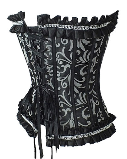 Gothic Victorian Black & Grey Swirl Corset