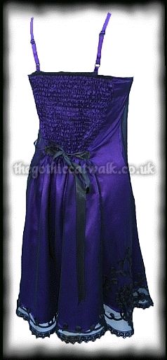 Purple Satin Dress with Black Net & Embroidery