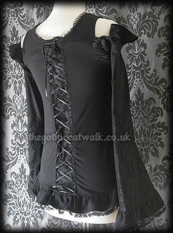 Gothic Punk Two-in-One Black Lace & Cotton Top