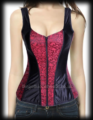 Black & Red Gothic Damask Bodice Top