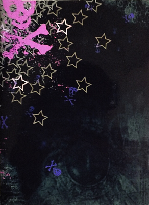 Gothic Punk Greetings Card - Night Sky Stars & Skull