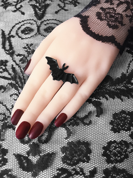 Adjustable Black Bat Gothic Ring, Halloween Jewellery