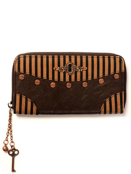 Banned Gothic Steampunk Black & Brown Striped Wallet