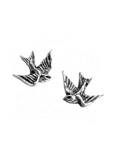 Miniature Swallows Rockabilly Stud Earrings by Alchemy