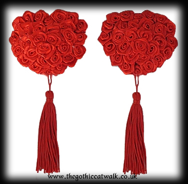 Gothic Burlesque Nipple Covers - Red Roses