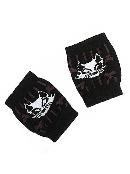 Gothic Punk Fingerless Gloves - Evil Cat