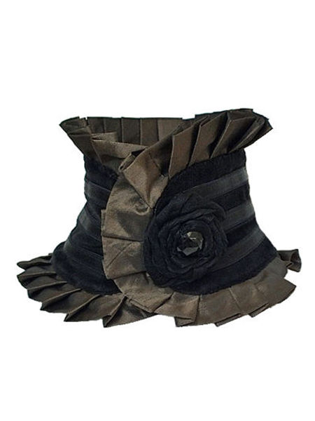 Gothic Steampunk Velvet & Satin Collar - Bronze Frill