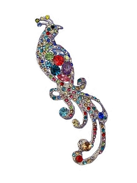 Victorian Style Peacock Crystal Brooch