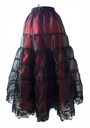 Gothic Fairytale Red Satin & Organza Skirt