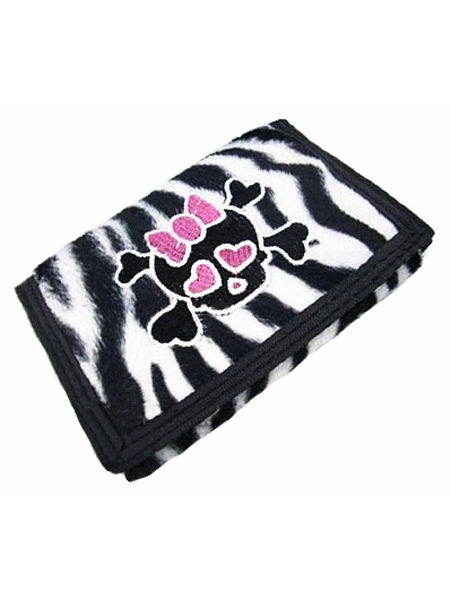 Zebra Skin Skull Punk Wallet Purse