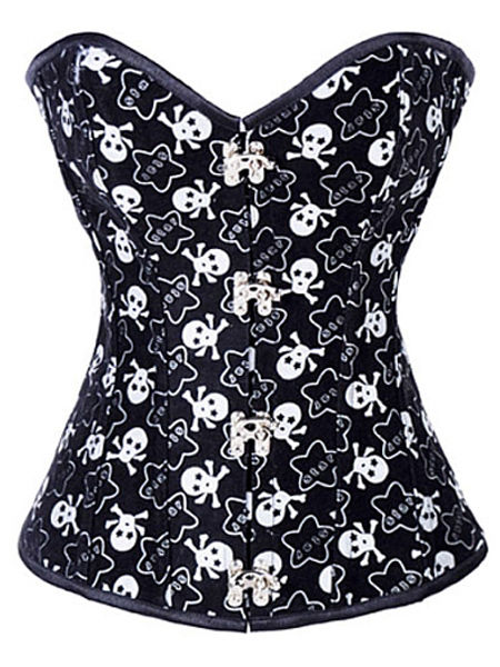 Gothic Punk Black & White Skull Corset