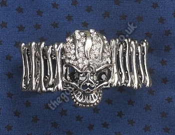 Silver Crystal Skull & Bones Gothic Bracelet