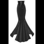 Plus Size Long Black Gothic Corset Skirt - Satin Binding