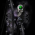 Ravenskull Long Feathered Stud Earring by Alchemy Gothic