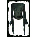 Plus Size Black Velvet Gothic Bodice Top with Purple Silk & Lace