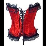Red Satin Corset with Black Lace