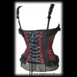 Red and Black Striped Buckled Gothic Bodice Top