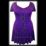 Plus Size Purple Gothic Tunic Top with Corset Lacing