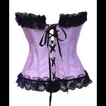 Pale Pink Satin & Black Lace Corset
