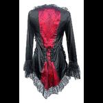 Black & Red Satin Gothic Jacket with Cobweb Lace