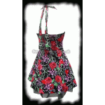 Skulls & Roses Tattoo Print Halter Necked Dress