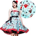 Hell Bunny 50s Turquoise Pin Up Print Dixie Dress