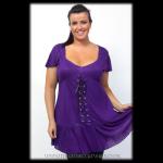 Plus Size Purple Gothic Tunic Top with Corset Lacing