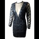 Black Sequin & Ribbon Mini Dress