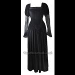 Long Black Velvet Gothic Medieval Dress with Train