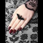 Adjustable Black Bat Gothic Ring, Halloween Jewellery