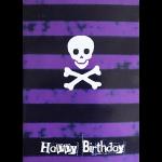 Gothic Punk Birthday Card - Purple Stripes with Skull