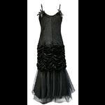Black Velvet & Tulle Long Victorian Gothic Dress - Prom