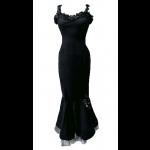 Long Black Gothic Mermaid Dress with Roses