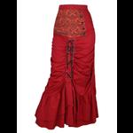 Gothic Steampunk Long Red Corset Skirt