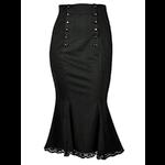 Short Flared Lace-Edged Black Skirt - Corporate Goth