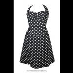 Plus Size Black & White Polka Dot Halter Neck Dress