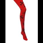 Red Gothic Punk Tights with Black Crosses