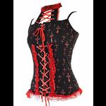 Black Gothic Punk Vest Top with Red Cross Design