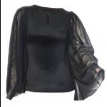 Black Gothic Top with Batwing Sleeves
