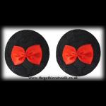 Black Lace with Red Bow Gothic Burlesque Nipple Covers