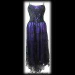 Long Velvet Silk & Mesh Gothic Dress - Purple