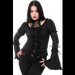 Gothic Punk Black Top with Corset Neck